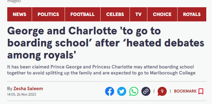 2023/24学年英国私校录取率公布 乔治王子和夏洛特公主将转学马尔伯勒公学